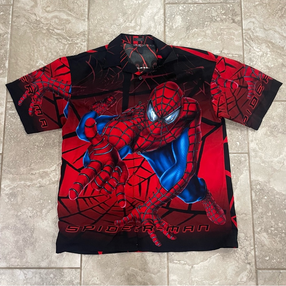 Vtg Marvel Comics 2001 Spider Man Shirt‎ Mens Medium All Over sz L